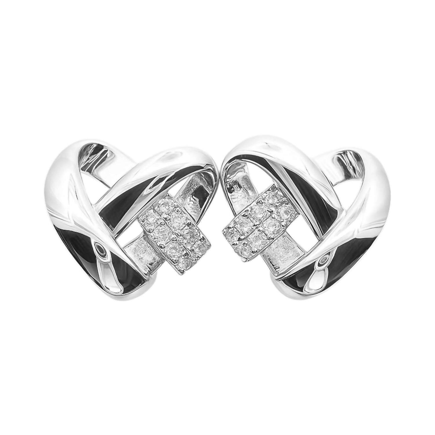 New Allyanna Gifts Women's Cubic Zirconia Intertwined Heart Stud Earrings In Ste